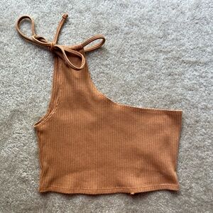 Aerie Rebel Tie Crop Top Tan NWT